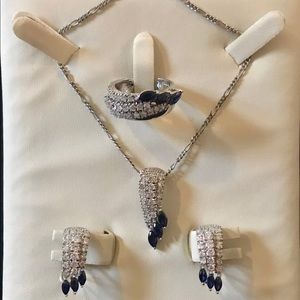 Sterling Silver sapphire necklace/ring/earrings